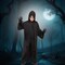 Hooded Robe Black Child Costume Halloween Outfit with Tie Closure